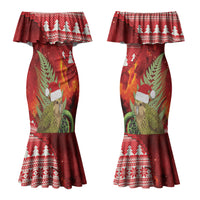 New Zealand Kakapo Christmas In July Couples Matching Mermaid Dress and Hawaiian Shirt Silver Fern Santa Xmas Red Color LT22 - Polynesian Pride