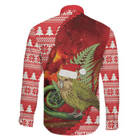 New Zealand Kakapo Christmas In July Family Matching Off The Shoulder Long Sleeve Dress and Hawaiian Shirt Silver Fern Santa Xmas Red Color