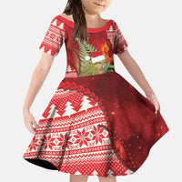 New Zealand Kakapo Christmas In July Family Matching Off Shoulder Maxi Dress and Hawaiian Shirt Silver Fern Santa Xmas Red Color