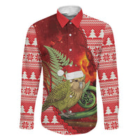 New Zealand Kakapo Christmas In July Family Matching Off Shoulder Maxi Dress and Hawaiian Shirt Silver Fern Santa Xmas Red Color