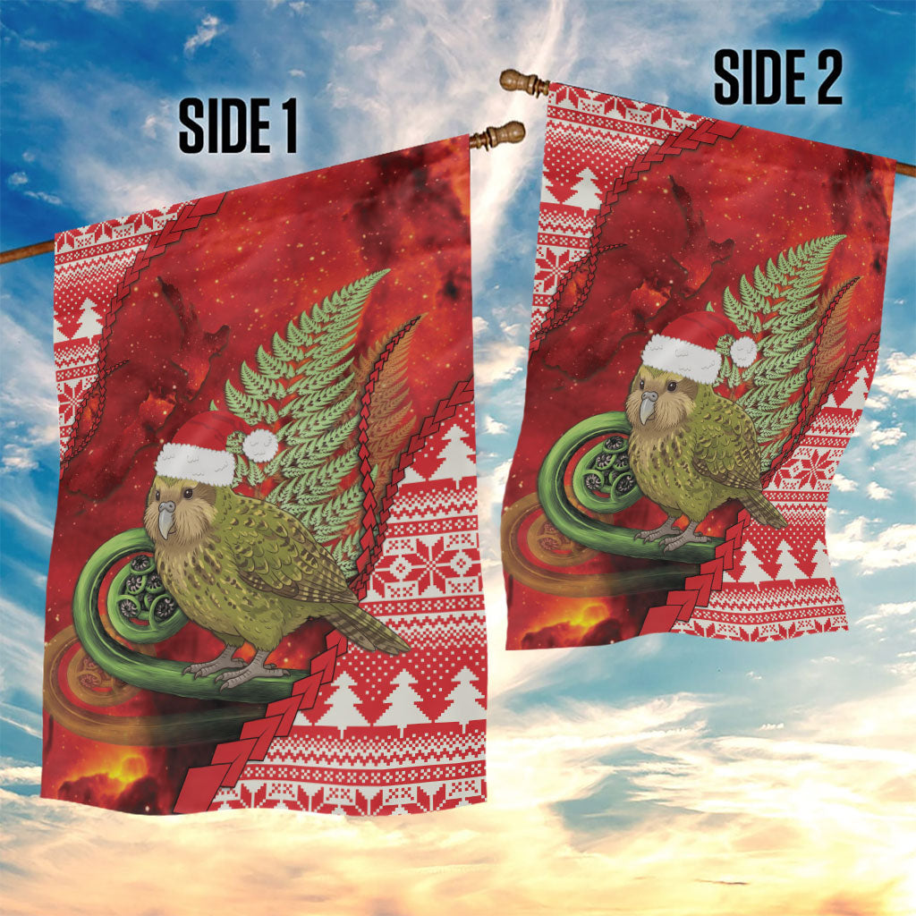 New Zealand Kakapo Christmas In July Garden Flag Silver Fern Santa Xmas Red Color