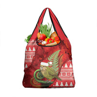 New Zealand Kakapo Christmas In July Grocery Bag Silver Fern Santa Xmas Red Color