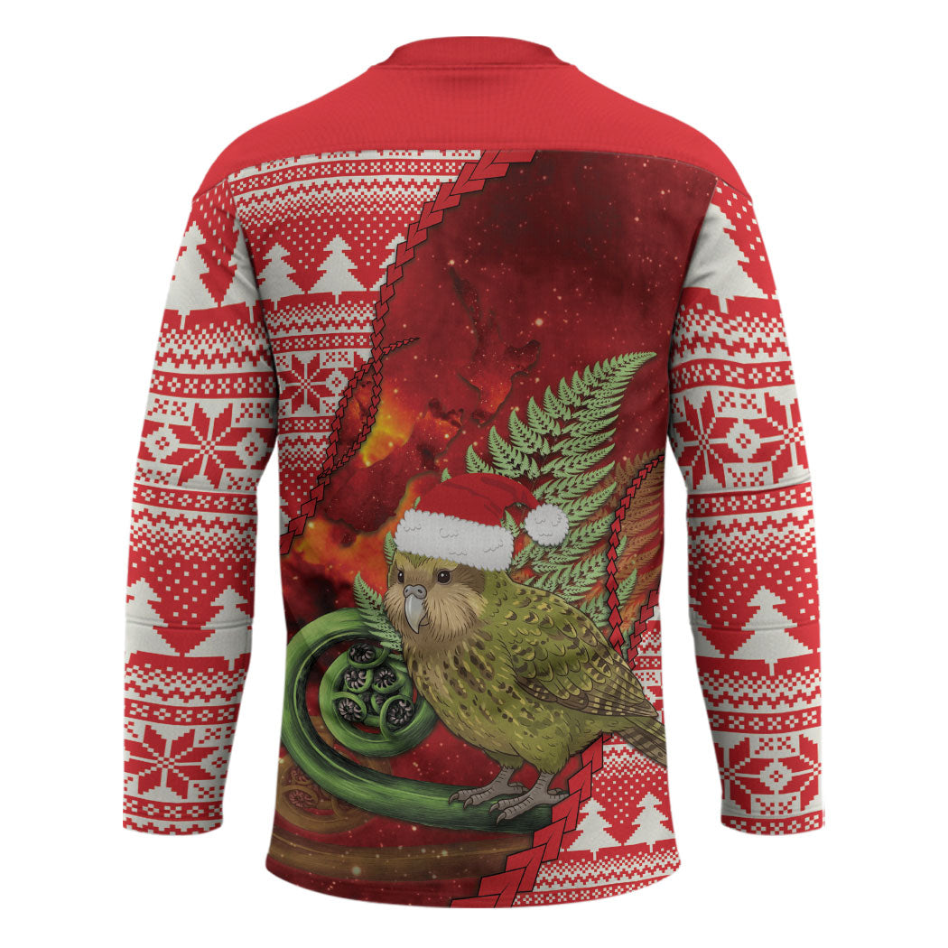 New Zealand Kakapo Christmas In July Hockey Jersey Silver Fern Santa Xmas Red Color