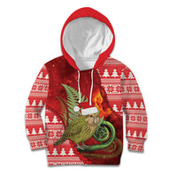New Zealand Kakapo Christmas In July Kid Hoodie Silver Fern Santa Xmas Red Color