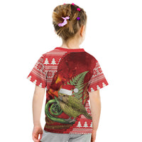 New Zealand Kakapo Christmas In July Kid T Shirt Silver Fern Santa Xmas Red Color