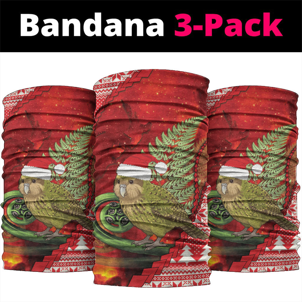 New Zealand Kakapo Christmas In July Neck Gaiter Silver Fern Santa Xmas Red Color
