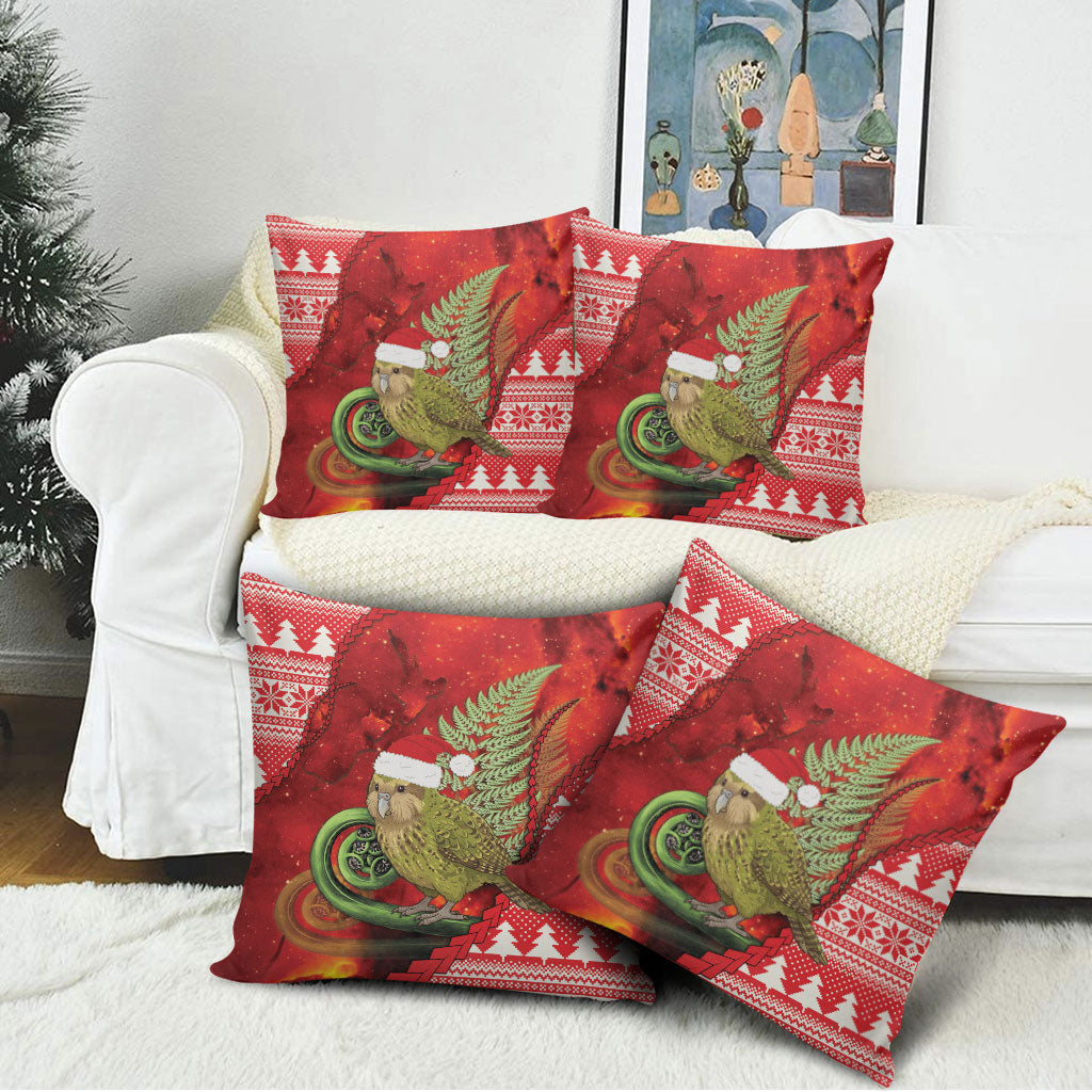 New Zealand Kakapo Christmas In July Pillow Cover Silver Fern Santa Xmas Red Color