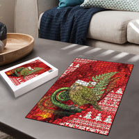 New Zealand Kakapo Christmas In July Puzzle Silver Fern Santa Xmas Red Color
