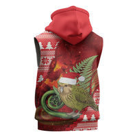 New Zealand Kakapo Christmas In July Sleeveless Hoodie Silver Fern Santa Xmas Red Color