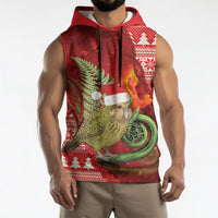 New Zealand Kakapo Christmas In July Sleeveless Hoodie Silver Fern Santa Xmas Red Color
