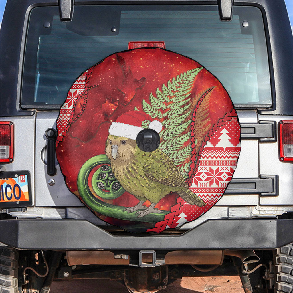 New Zealand Kakapo Christmas In July Spare Tire Cover Silver Fern Santa Xmas Red Color