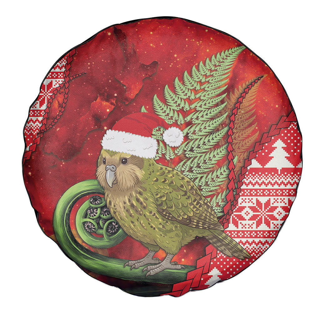 New Zealand Kakapo Christmas In July Spare Tire Cover Silver Fern Santa Xmas Red Color