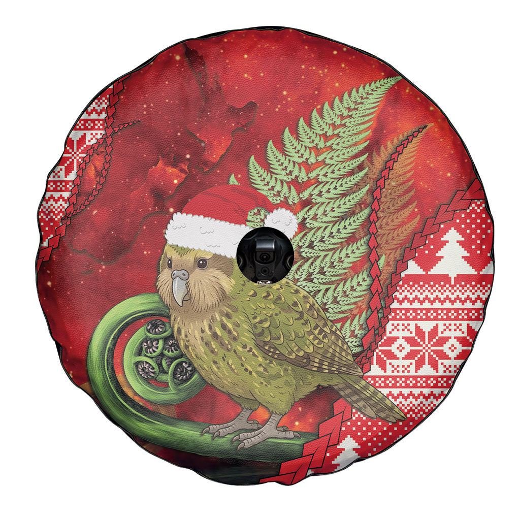 New Zealand Kakapo Christmas In July Spare Tire Cover Silver Fern Santa Xmas Red Color