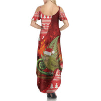 New Zealand Kakapo Christmas In July Summer Maxi Dress Silver Fern Santa Xmas Red Color