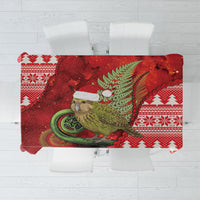 New Zealand Kakapo Christmas In July Tablecloth Silver Fern Santa Xmas Red Color