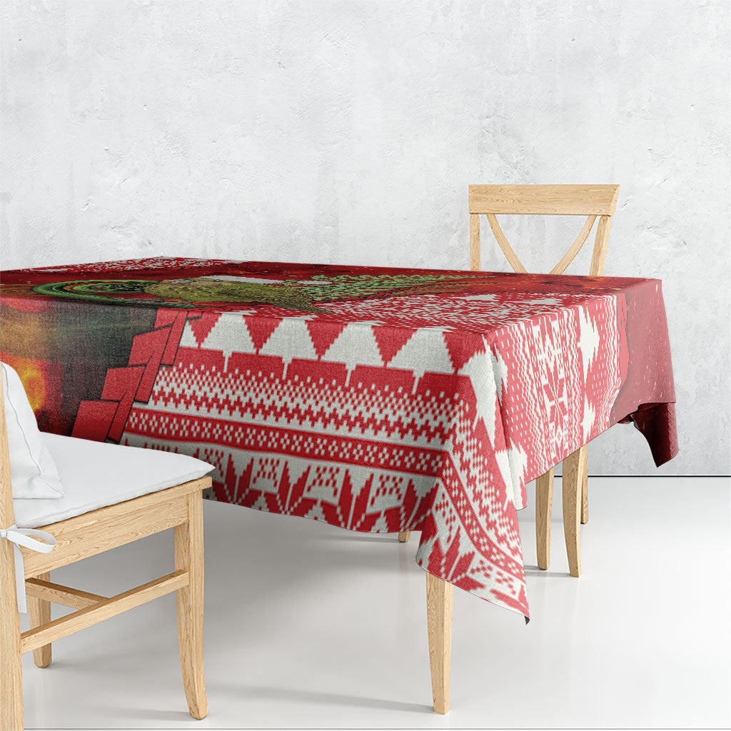 New Zealand Kakapo Christmas In July Tablecloth Silver Fern Santa Xmas Red Color