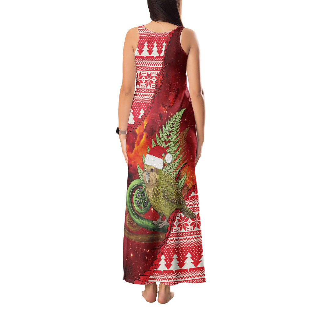 New Zealand Kakapo Christmas In July Tank Maxi Dress Silver Fern Santa Xmas Red Color
