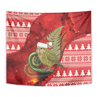 New Zealand Kakapo Christmas In July Tapestry Silver Fern Santa Xmas Red Color