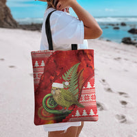 New Zealand Kakapo Christmas In July Tote Bag Silver Fern Santa Xmas Red Color
