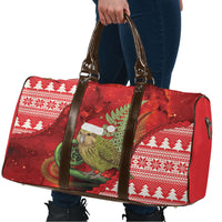 New Zealand Kakapo Christmas In July Travel Bag Silver Fern Santa Xmas Red Color