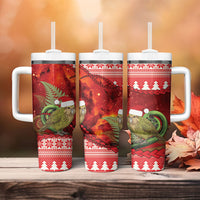 New Zealand Kakapo Christmas In July Tumbler With Handle Silver Fern Santa Xmas Red Color