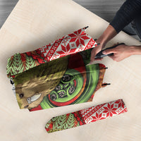 New Zealand Kakapo Christmas In July Umbrella Silver Fern Santa Xmas Red Color