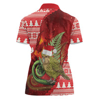 New Zealand Kakapo Christmas In July Women Polo Shirt Silver Fern Santa Xmas Red Color