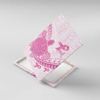 Breast Cancer Awareness Canvas Wall Art Pink Ribbon Turtle Polynesian Pattern White