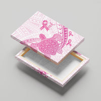 Breast Cancer Awareness Canvas Wall Art Pink Ribbon Turtle Polynesian Pattern White