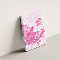 Breast Cancer Awareness Canvas Wall Art Pink Ribbon Turtle Polynesian Pattern White