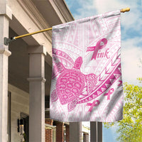 Breast Cancer Awareness Garden Flag Pink Ribbon Turtle Polynesian Pattern White