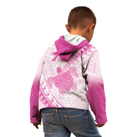Breast Cancer Awareness Personalised Kid Hoodie Pink Ribbon Turtle Polynesian Pattern White