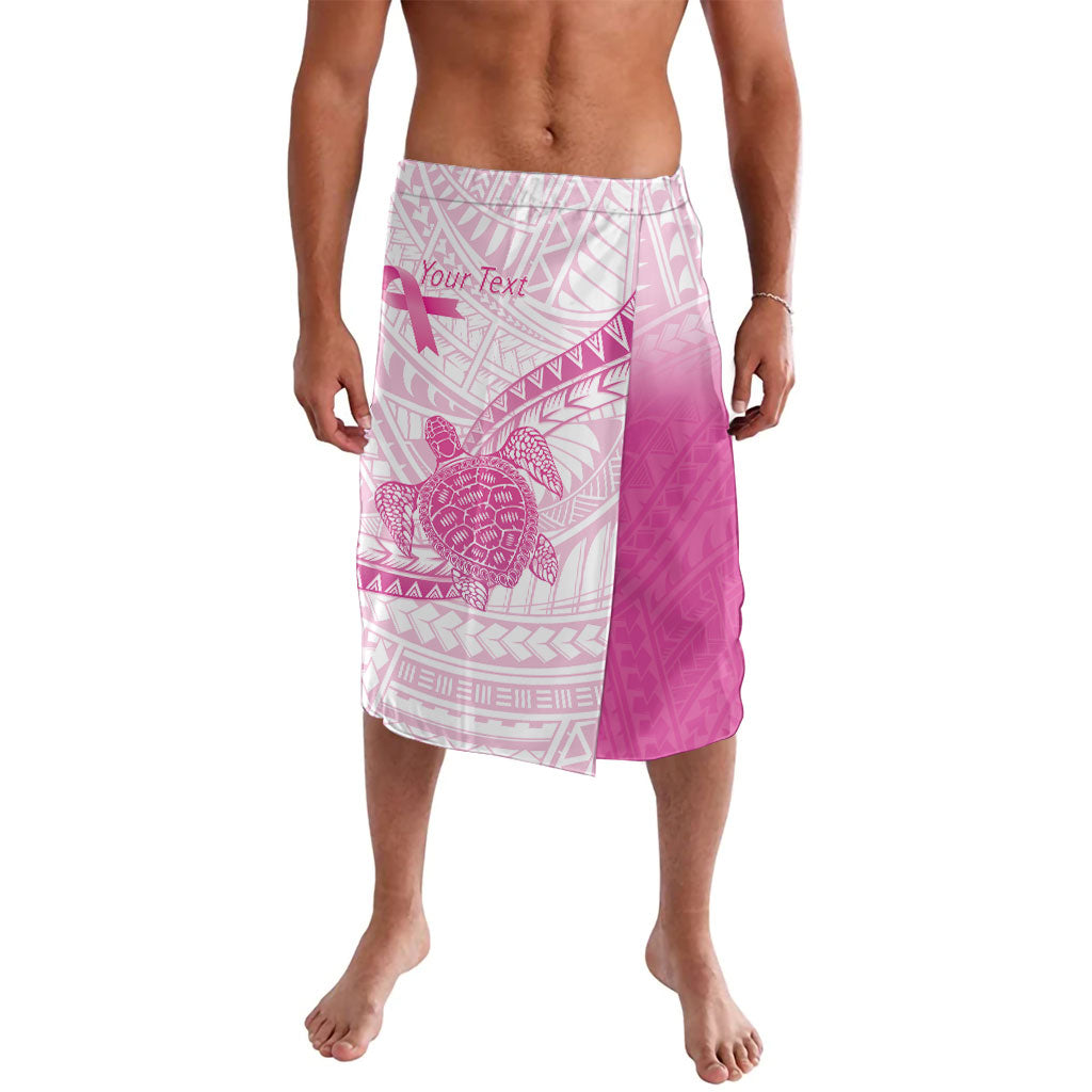 Breast Cancer Awareness Personalised Lavalava Pink Ribbon Turtle Polynesian Pattern White
