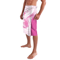 Breast Cancer Awareness Personalised Lavalava Pink Ribbon Turtle Polynesian Pattern White
