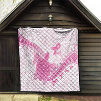 Breast Cancer Awareness Quilt Pink Ribbon Turtle Polynesian Pattern White