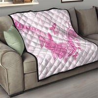 Breast Cancer Awareness Quilt Pink Ribbon Turtle Polynesian Pattern White