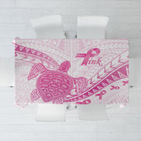 Breast Cancer Awareness Tablecloth Pink Ribbon Turtle Polynesian Pattern White