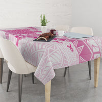Breast Cancer Awareness Tablecloth Pink Ribbon Turtle Polynesian Pattern White