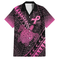 Breast Cancer Awareness Personalised Family Matching Puletasi and Hawaiian Shirt Pink Ribbon Turtle Polynesian Pattern Black