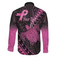 Breast Cancer Awareness Personalised Family Matching Summer Maxi Dress and Hawaiian Shirt Pink Ribbon Turtle Polynesian Pattern Black