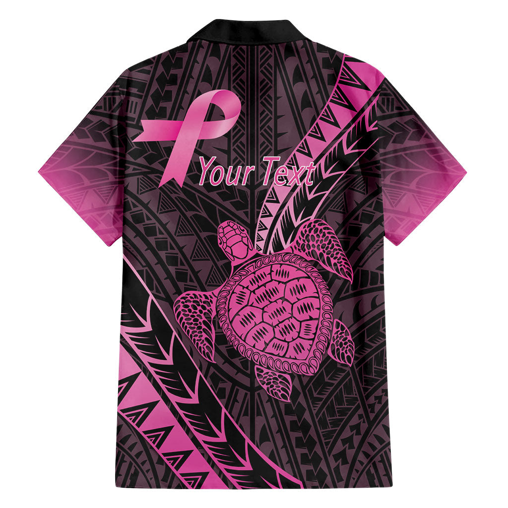 Breast Cancer Awareness Personalised Hawaiian Shirt Pink Ribbon Turtle Polynesian Pattern Black LT22 - Polynesian Pride
