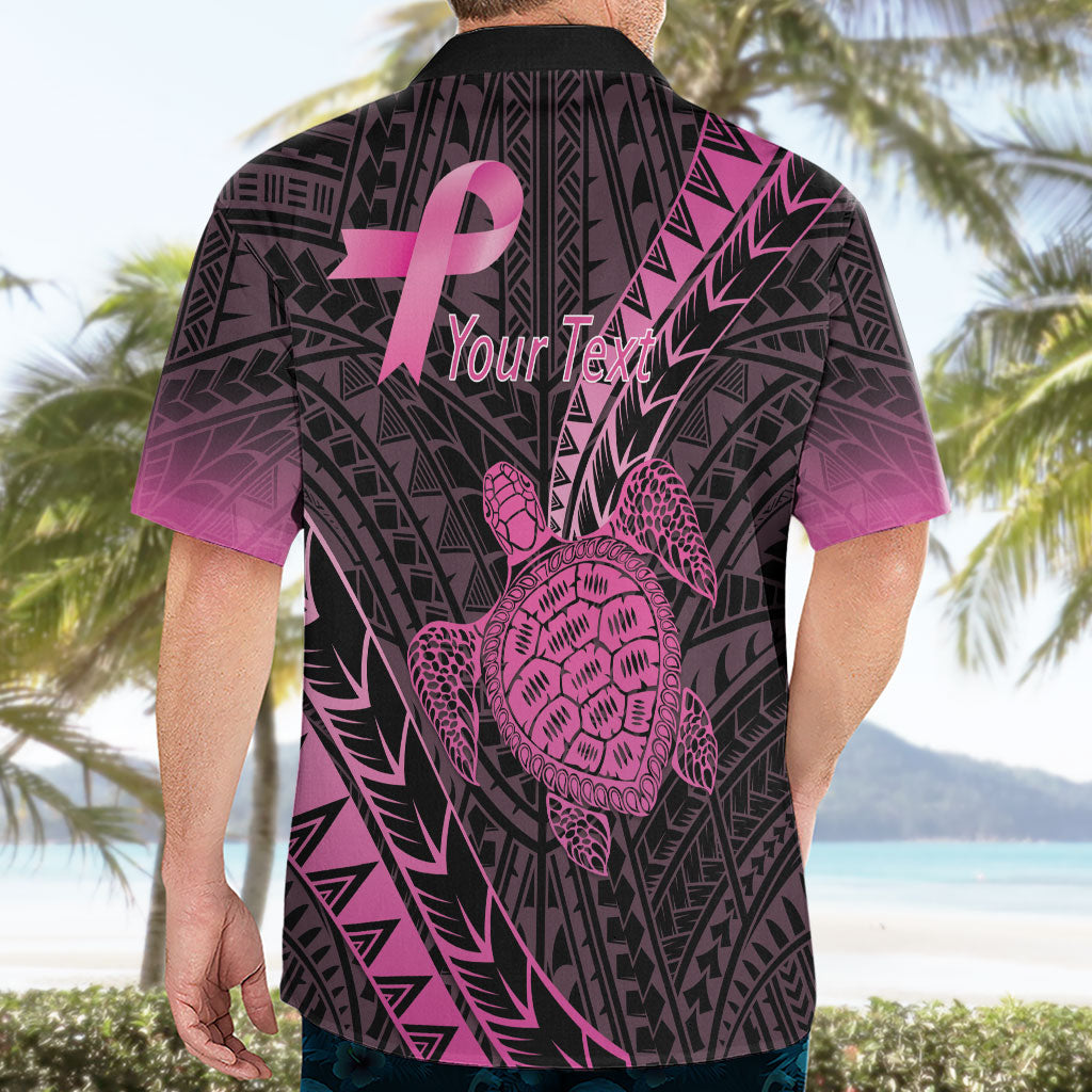 Breast Cancer Awareness Personalised Hawaiian Shirt Pink Ribbon Turtle Polynesian Pattern Black LT22 - Polynesian Pride
