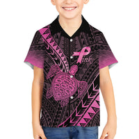Breast Cancer Awareness Personalised Hawaiian Shirt Pink Ribbon Turtle Polynesian Pattern Black LT22 - Polynesian Pride