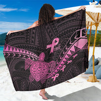 Breast Cancer Awareness Sarong Pink Ribbon Turtle Polynesian Pattern Black