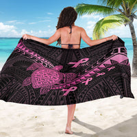 Breast Cancer Awareness Sarong Pink Ribbon Turtle Polynesian Pattern Black