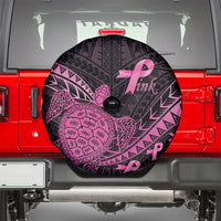 Breast Cancer Awareness Spare Tire Cover Pink Ribbon Turtle Polynesian Pattern Black LT22 - Polynesian Pride