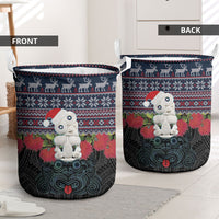New Zealand Hei Tiki Christmas In July Laundry Basket Pohutukawa Santa Xmas Polynesian Pattern LT22 - Polynesian Pride