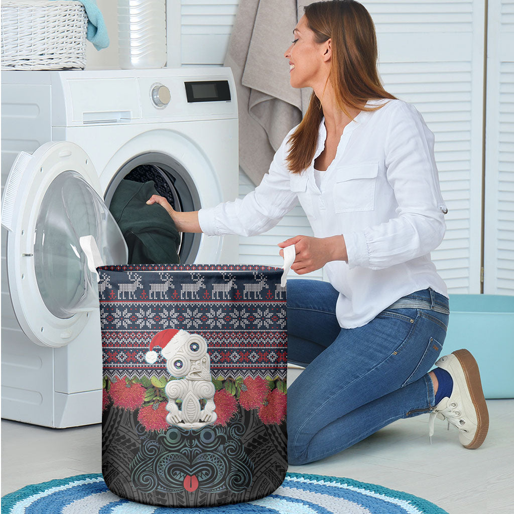 New Zealand Hei Tiki Christmas In July Laundry Basket Pohutukawa Santa Xmas Polynesian Pattern LT22 - Polynesian Pride