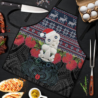 New Zealand Hei Tiki Christmas In July Apron Pohutukawa Santa Xmas Polynesian Pattern LT22 Black - Polynesian Pride