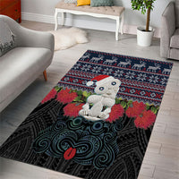 New Zealand Hei Tiki Christmas In July Area Rug Pohutukawa Santa Xmas Polynesian Pattern LT22 - Polynesian Pride
